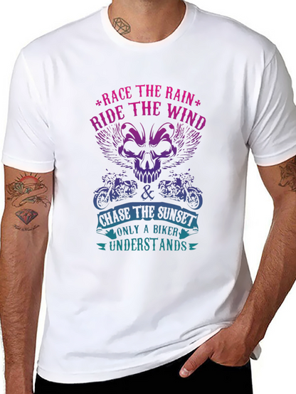 Biker T-Shirt - Race The Rain Ride The Wind