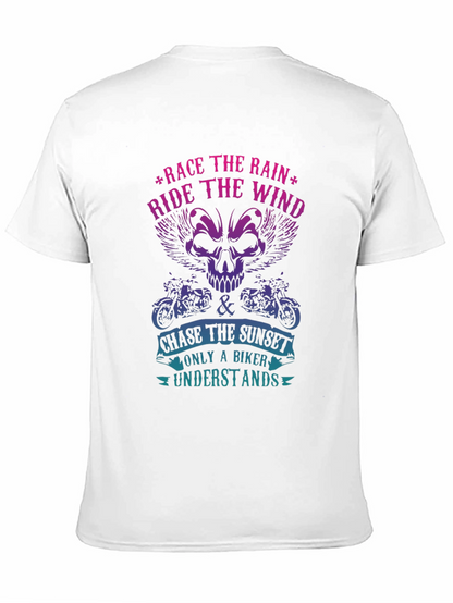 Biker T-Shirt - Race The Rain Ride The Wind