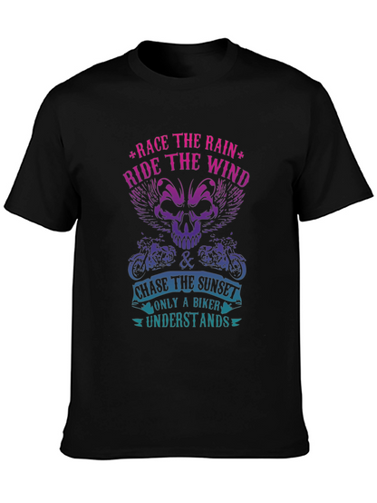 Biker T-Shirt - Race The Rain Ride The Wind