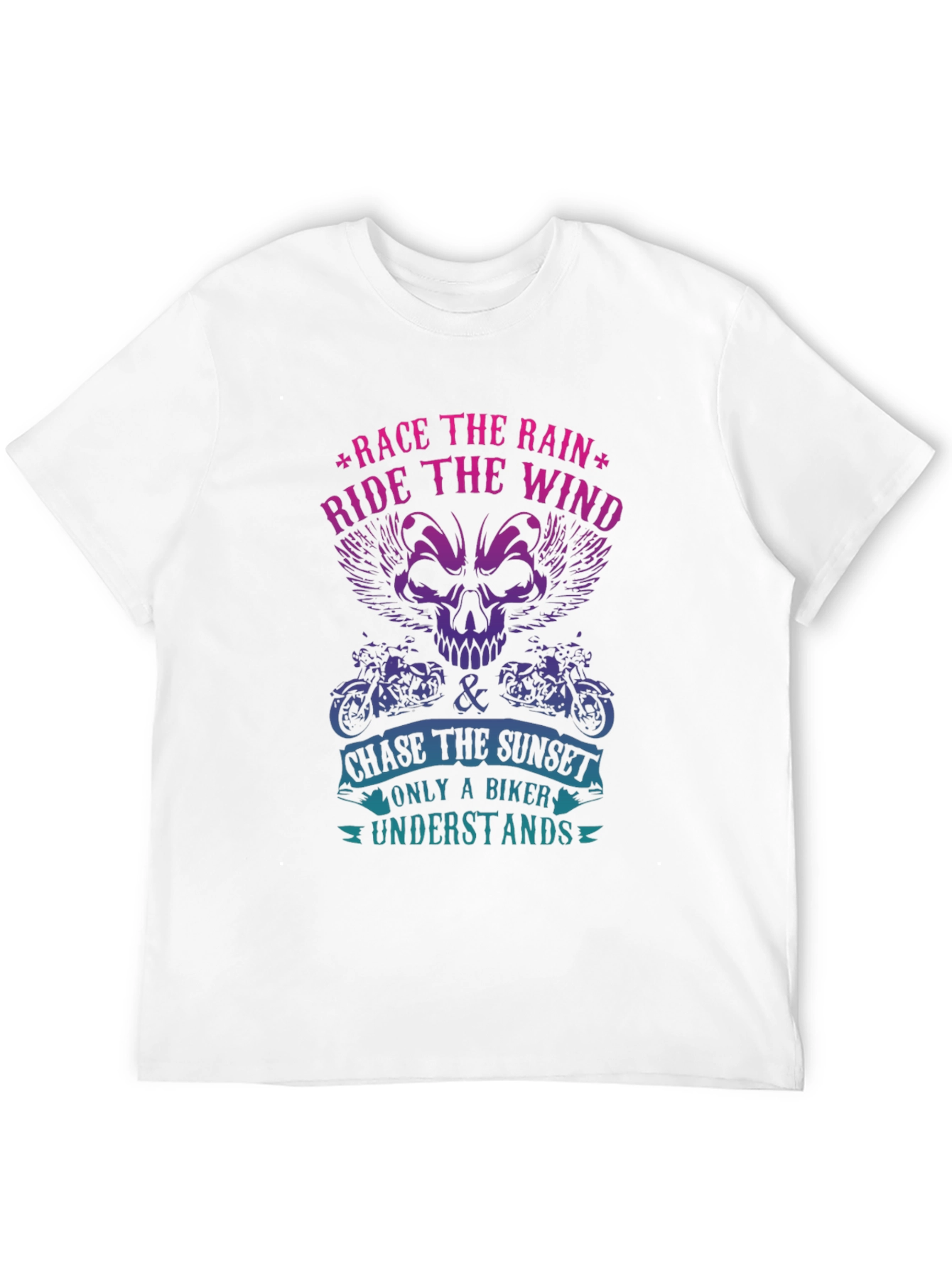 Biker T-Shirt - Race The Rain Ride The Wind