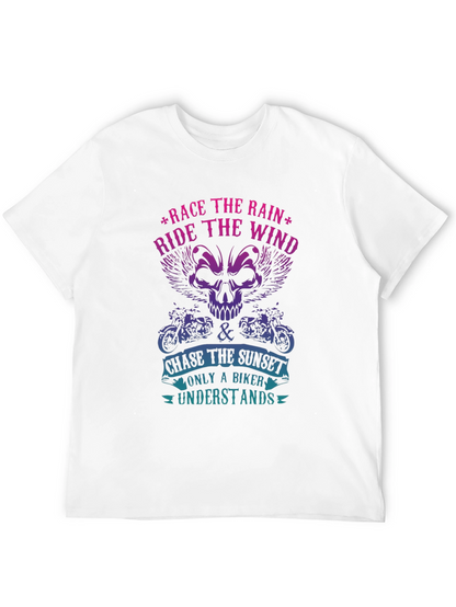Biker T-Shirt - Race The Rain Ride The Wind