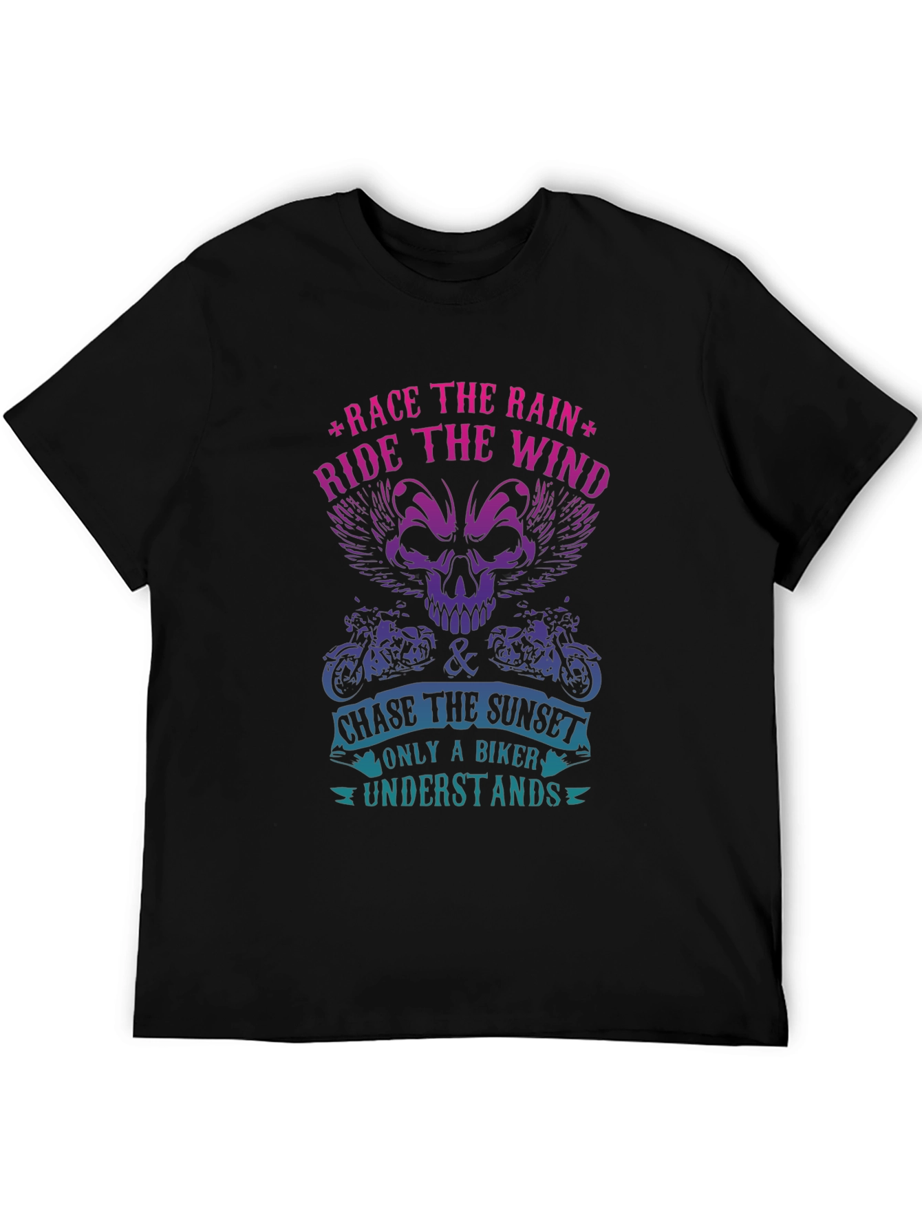 Biker T-Shirt - Race The Rain Ride The Wind