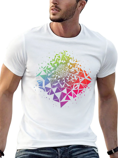 Geometric Triangle Burst Graphic Tee - Black