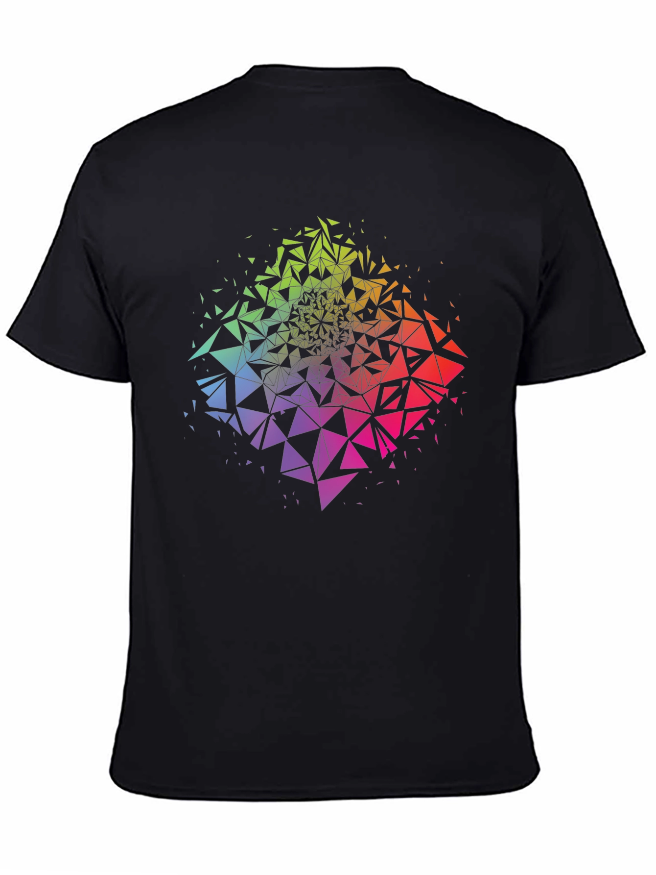 Geometric Triangle Burst Graphic Tee - Black
