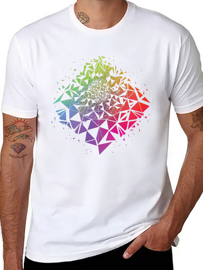 Geometric Triangle Burst Graphic Tee - Black