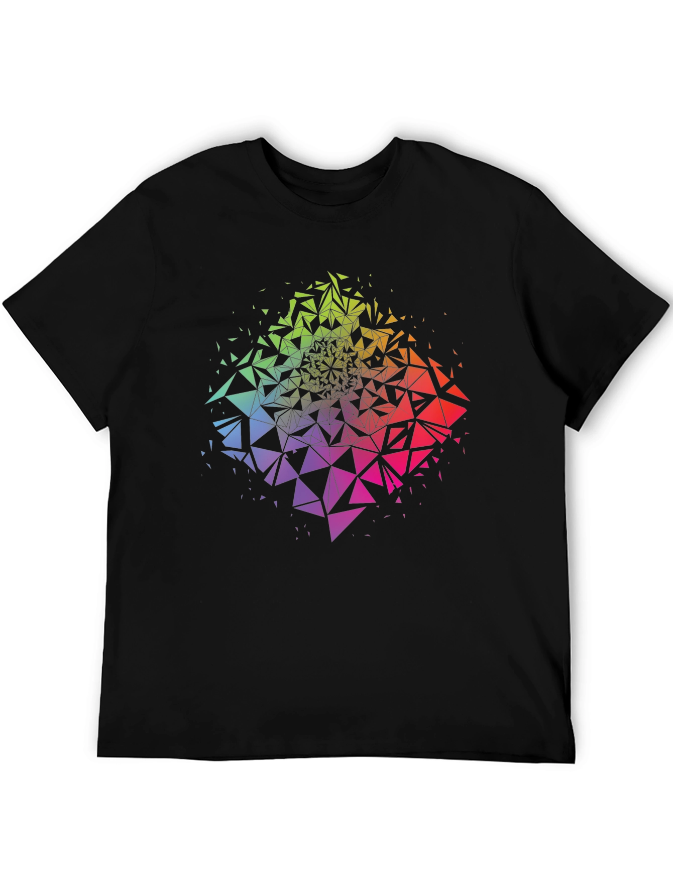 Geometric Triangle Burst Graphic Tee - Black