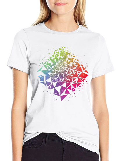 Geometric Triangle Burst Graphic Tee - Black