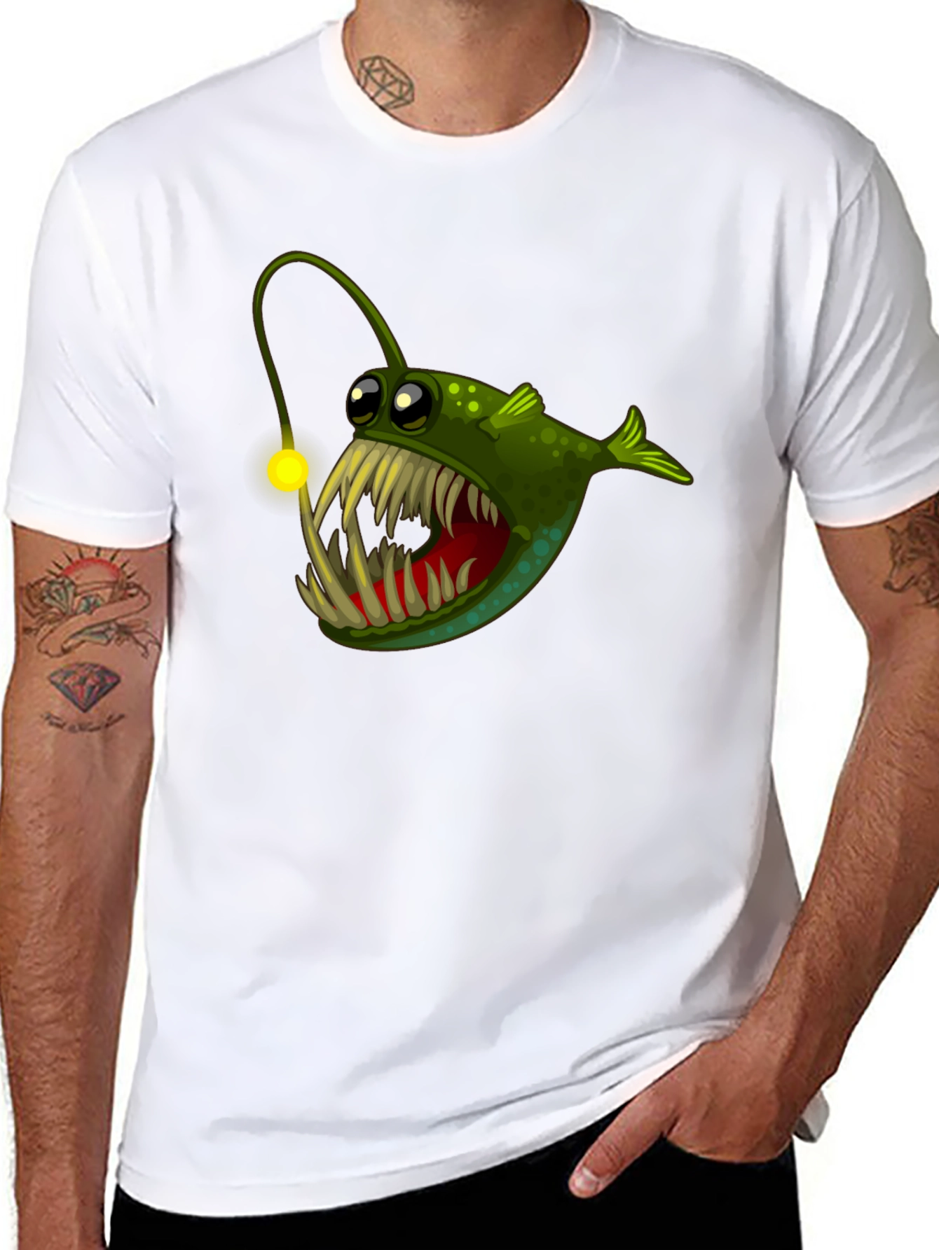 Angler Fish Graphic Tee - Unique Cartoon Design