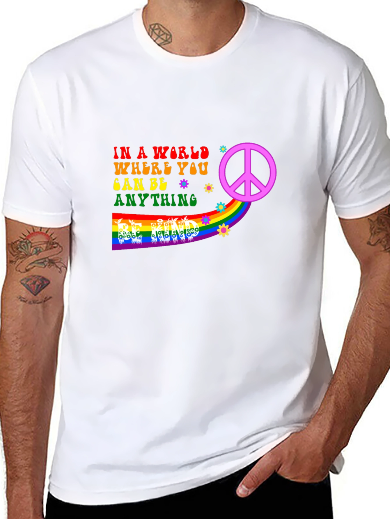Be Anything T-Shirt - Peace & Rainbow Design