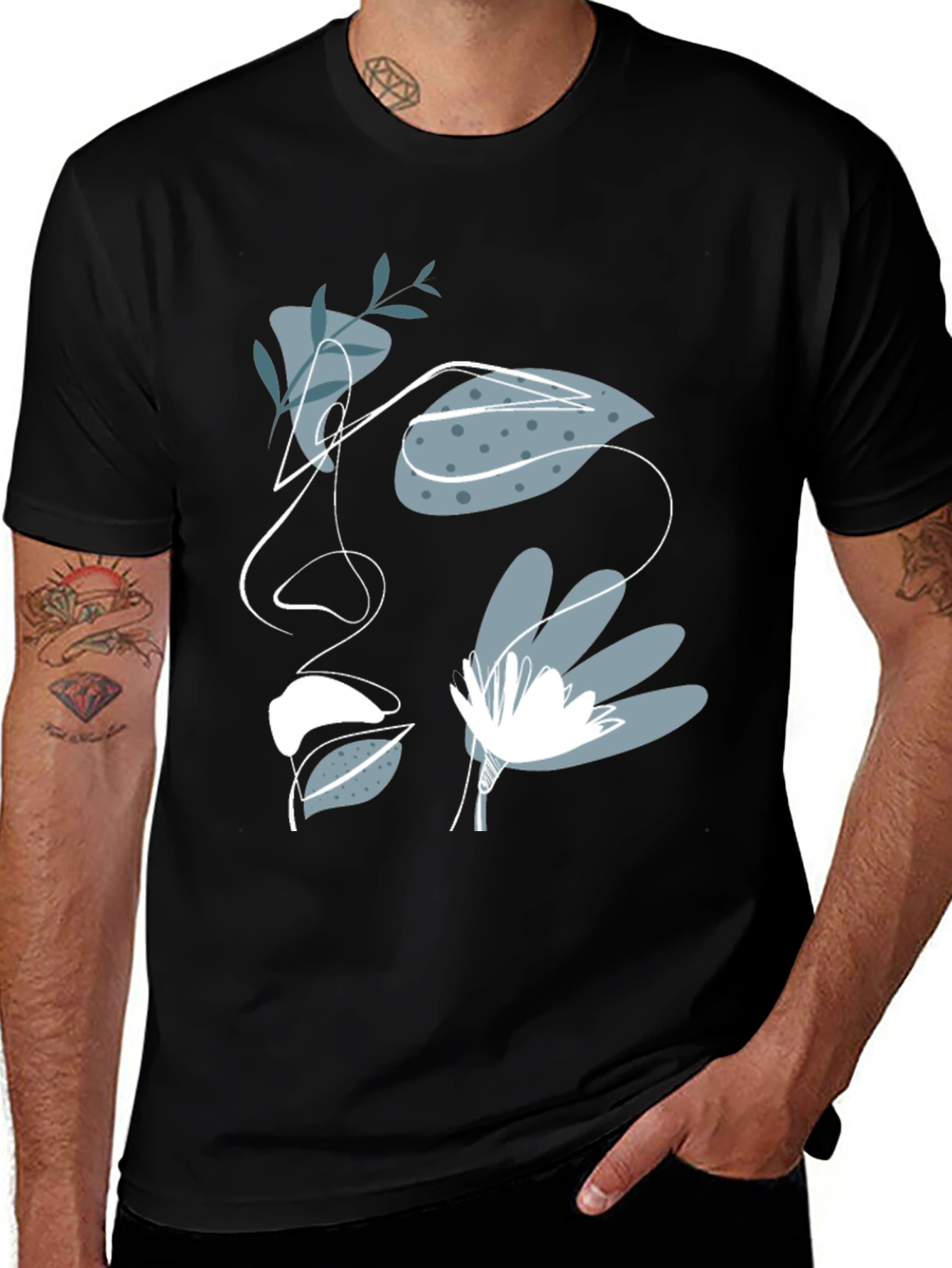 Abstract Face Graphic Tee - Modern Artistic T-Shirt