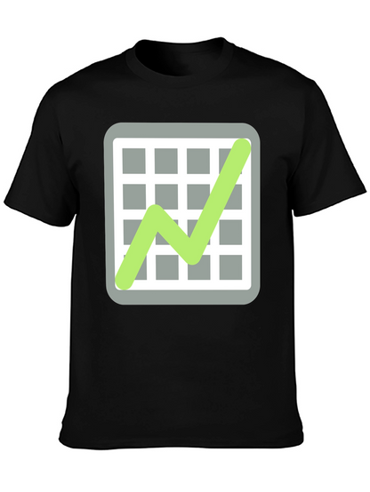 Trending Graphic Tee: Chart Design on Black Cotton Shirt