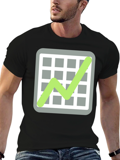 Trending Graphic Tee: Chart Design on Black Cotton Shirt