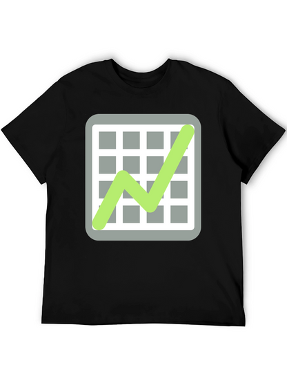 Trending Graphic Tee: Chart Design on Black Cotton Shirt
