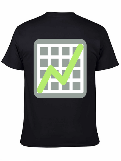 Trending Graphic Tee: Chart Design on Black Cotton Shirt
