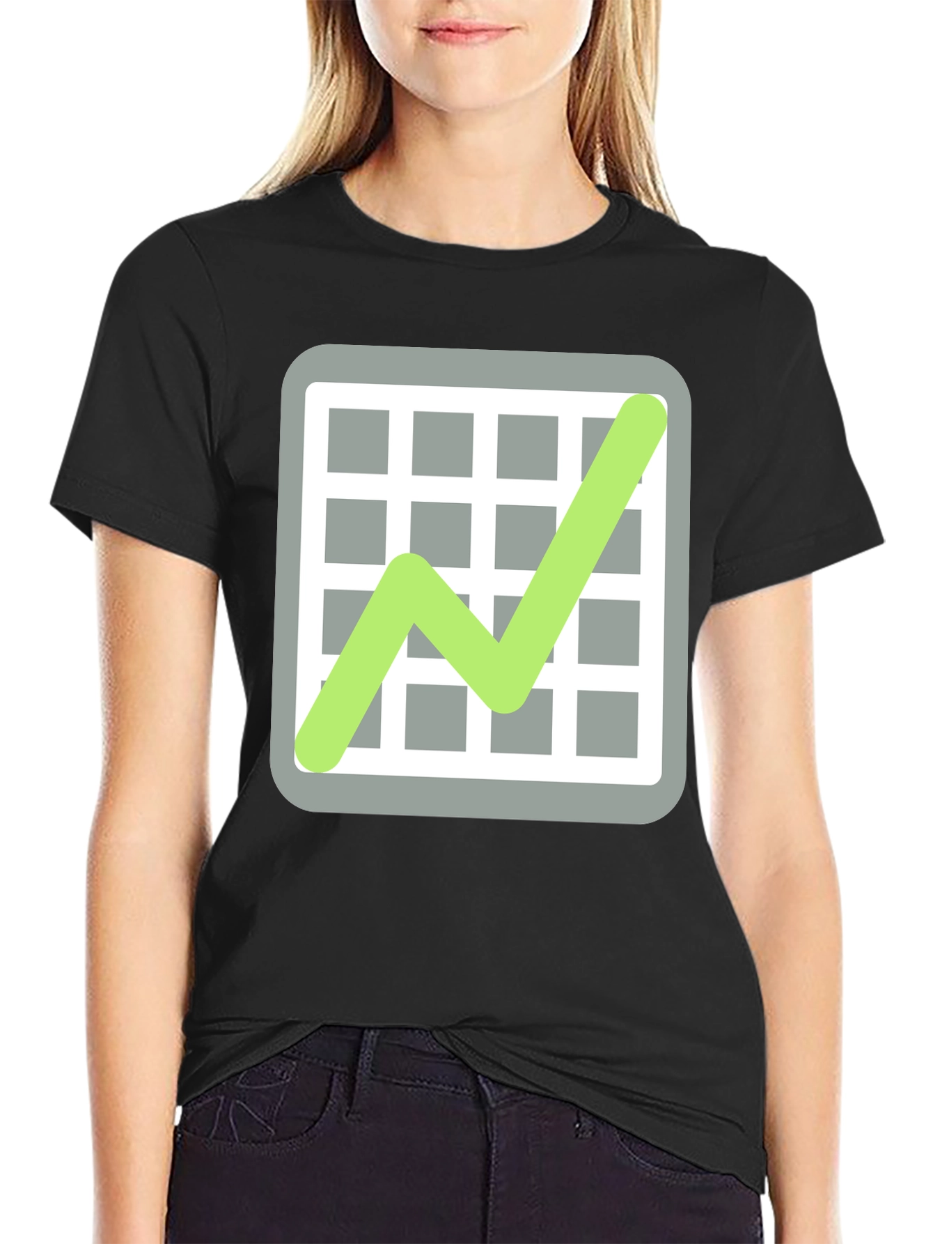 Trending Graphic Tee: Chart Design on Black Cotton Shirt