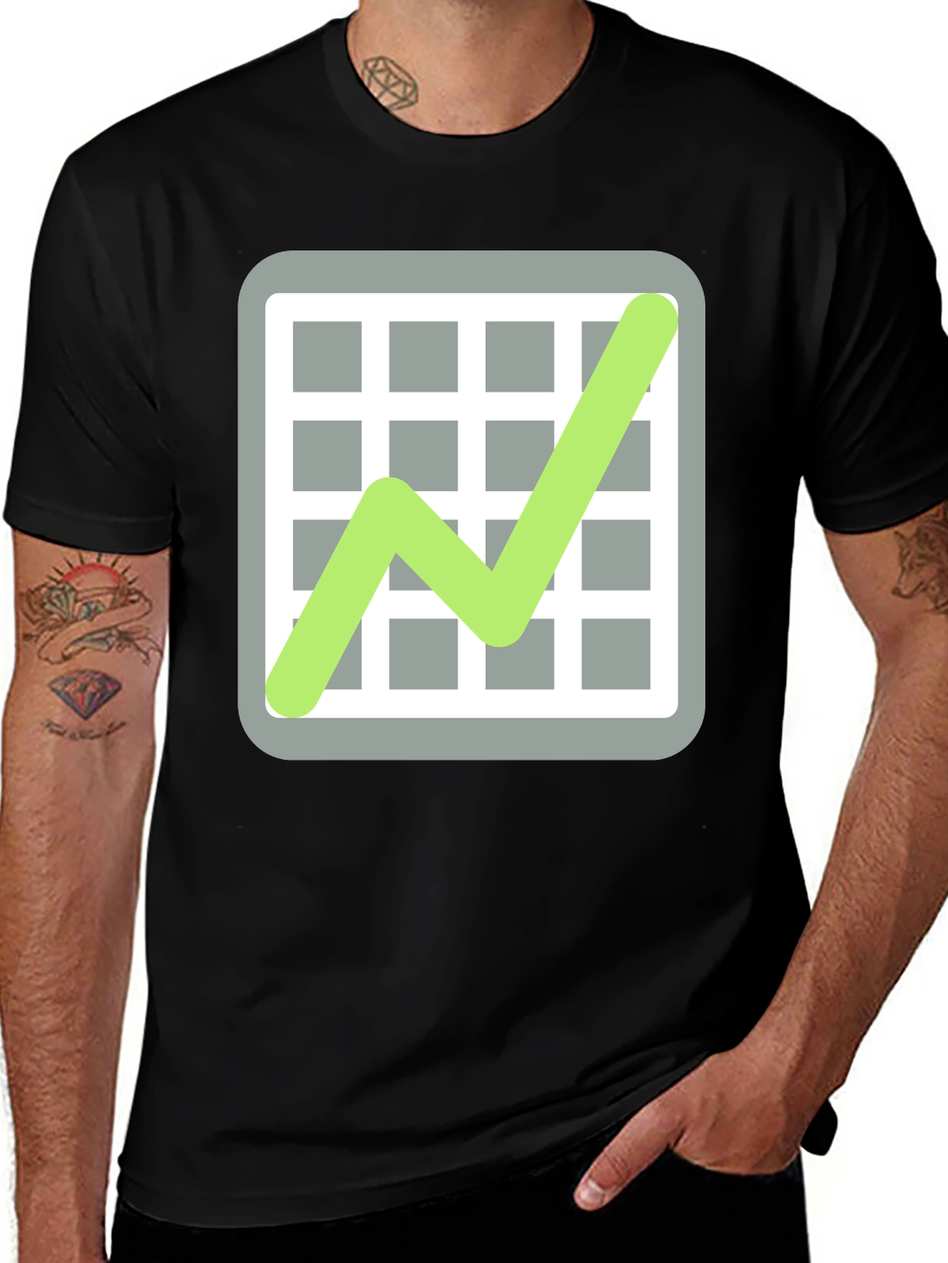 Trending Graphic Tee: Chart Design on Black Cotton Shirt