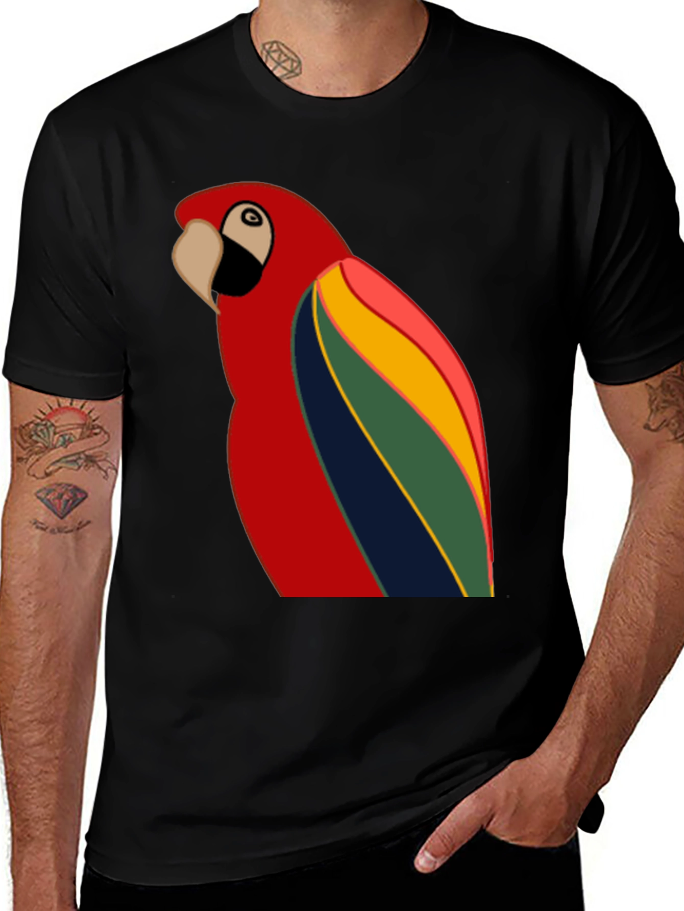 Vibrant Parrot Graphic T-Shirt