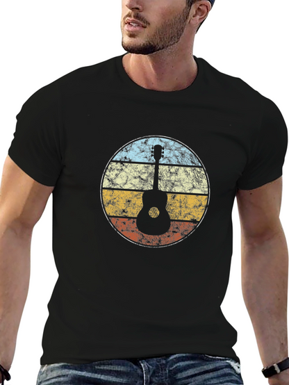 Retro Guitar Sunset Graphic Tee - Black