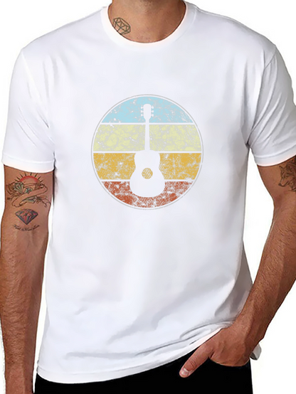 Retro Guitar Sunset Graphic Tee - Black