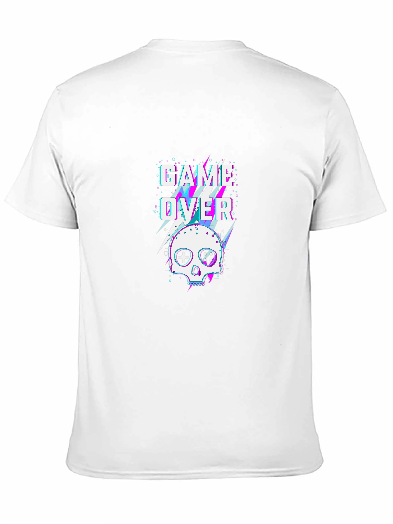 Game Over Skull Graphic Tee - Black Cotton T-Shirt
