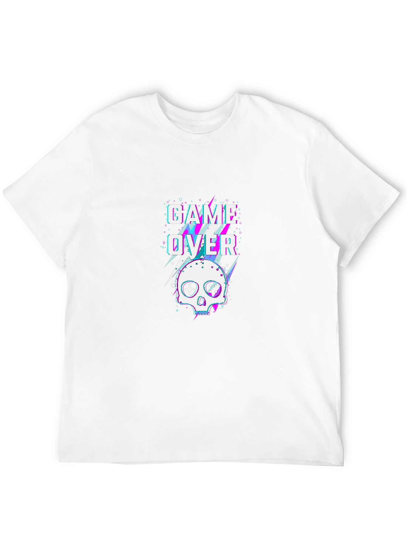 Game Over Skull Graphic Tee - Black Cotton T-Shirt