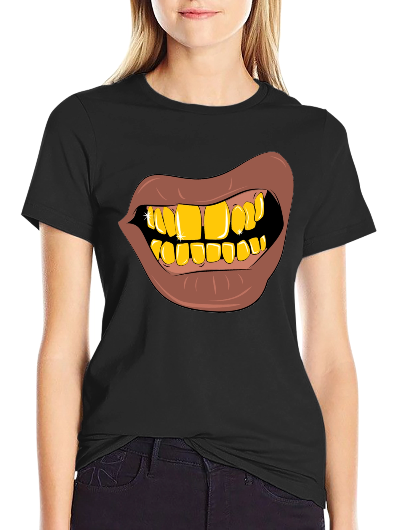 Gold Teeth Graphic T-Shirt - Novelty Style