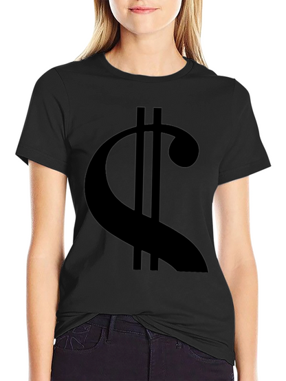 Statement Black Tee: Modern Dollar Sign Graphic