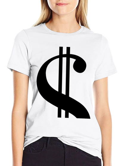 Statement Black Tee: Modern Dollar Sign Graphic