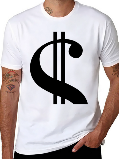 Statement Black Tee: Modern Dollar Sign Graphic