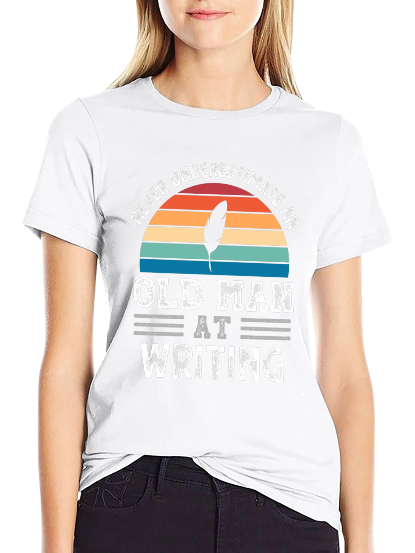 Never Underestimate Old Man Writing T-Shirt
