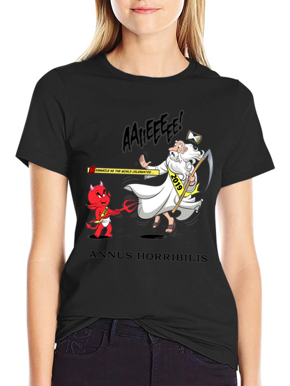 Anuus Horribilis T-Shirt: Cartoon Devil Confronts 2019 Time