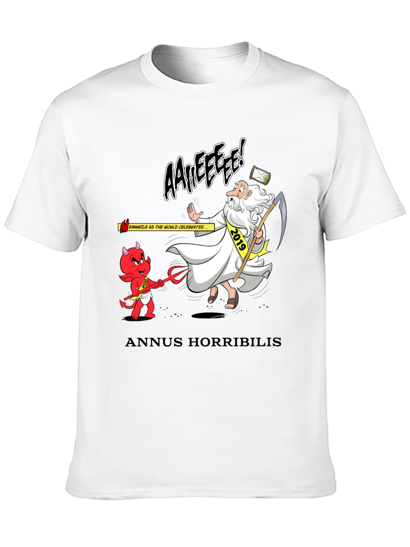 Anuus Horribilis T-Shirt: Cartoon Devil Confronts 2019 Time