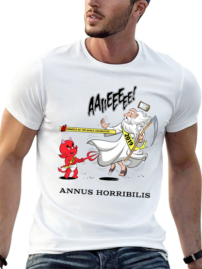 Anuus Horribilis T-Shirt: Cartoon Devil Confronts 2019 Time
