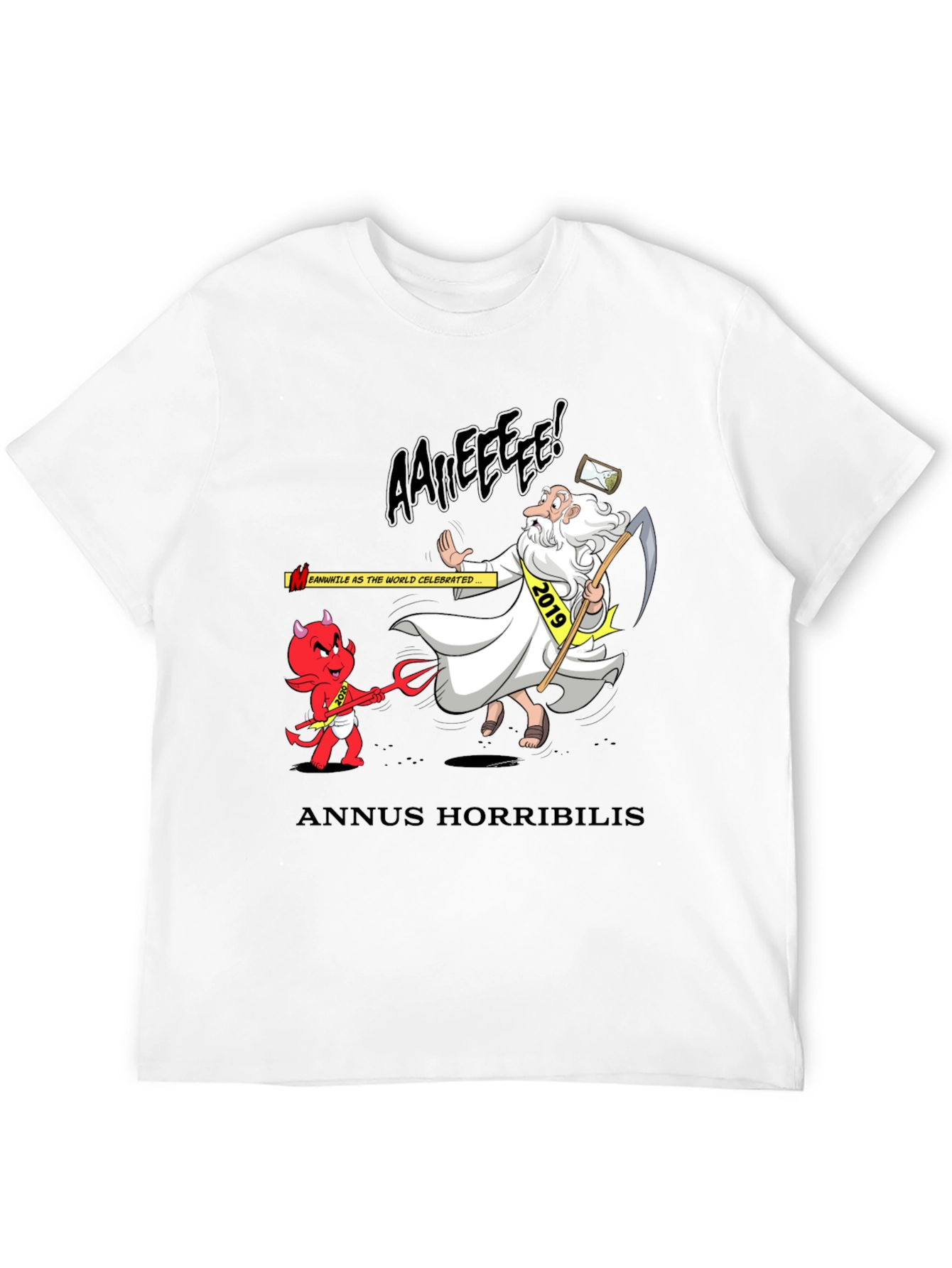 Anuus Horribilis T-Shirt: Cartoon Devil Confronts 2019 Time