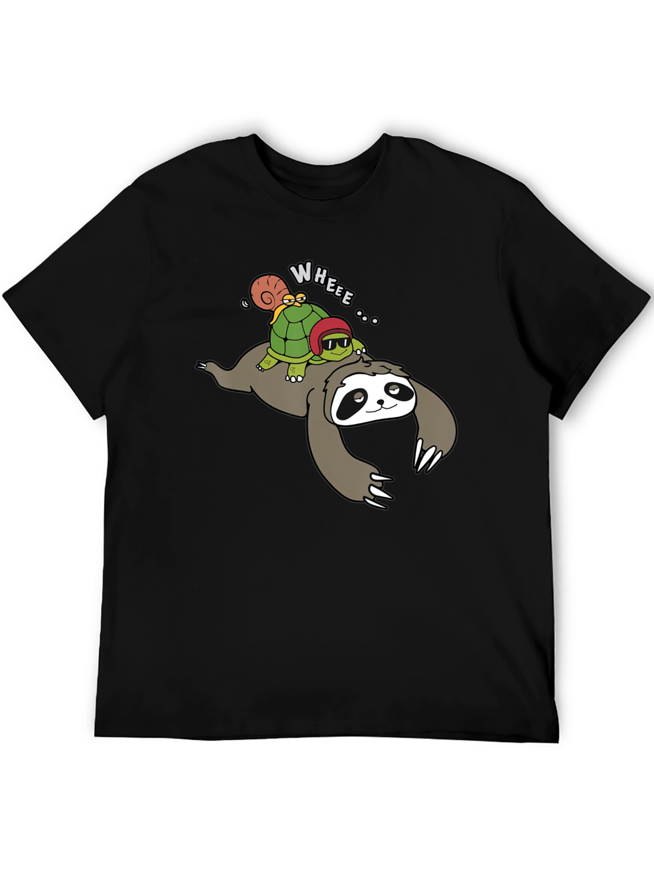 Sloth Turtle and Snail Cartoon Graphic Tee