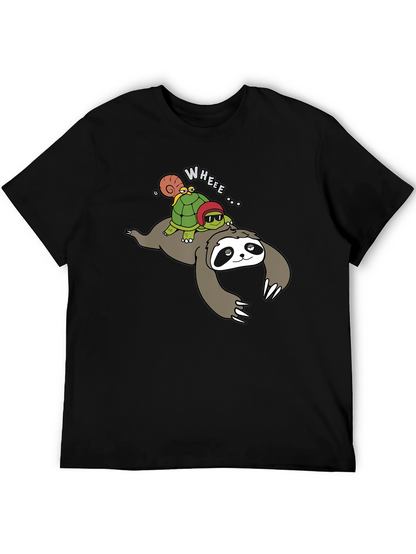 Sloth Turtle and Snail Cartoon Graphic Tee