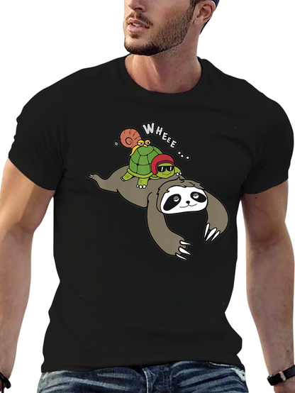 Sloth Turtle and Snail Cartoon Graphic Tee