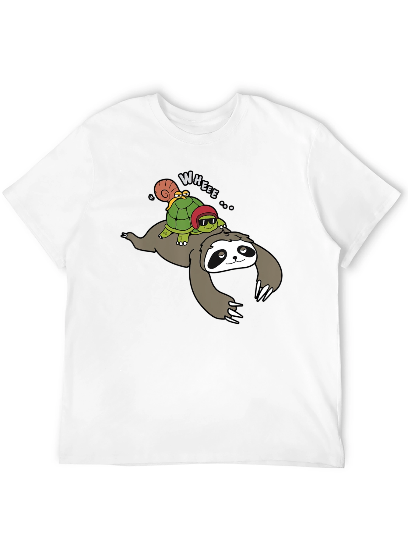 Sloth Turtle and Snail Cartoon Graphic Tee