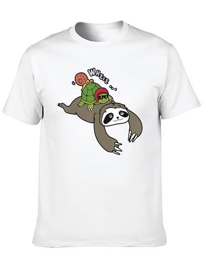 Sloth Turtle and Snail Cartoon Graphic Tee