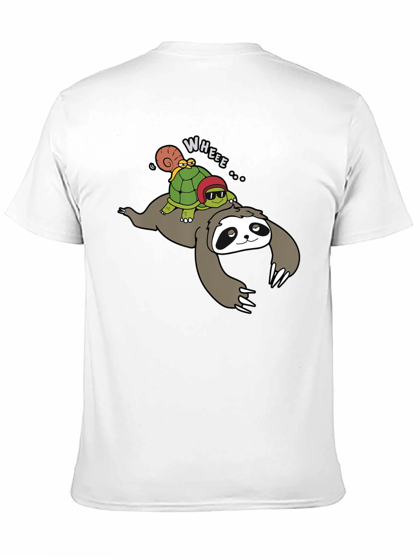 Sloth Turtle and Snail Cartoon Graphic Tee