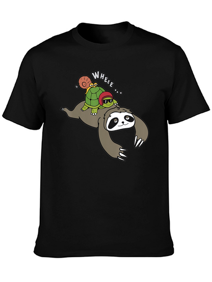 Sloth Turtle and Snail Cartoon Graphic Tee