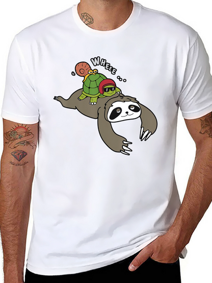 Sloth Turtle and Snail Cartoon Graphic Tee
