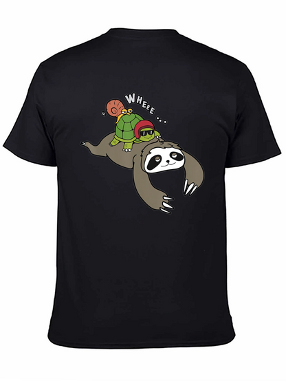 Sloth Turtle and Snail Cartoon Graphic Tee