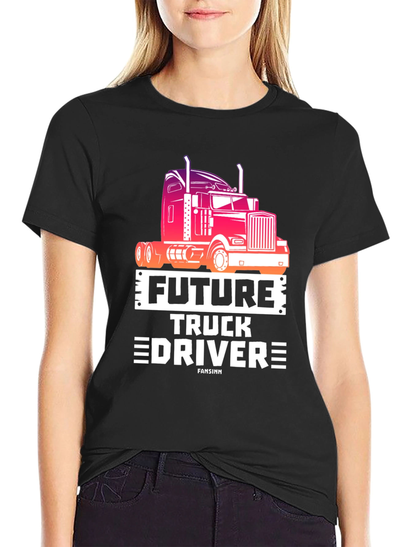 Future Truck Driver Black Graphic Tee