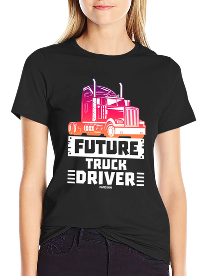 Future Truck Driver Black Graphic Tee
