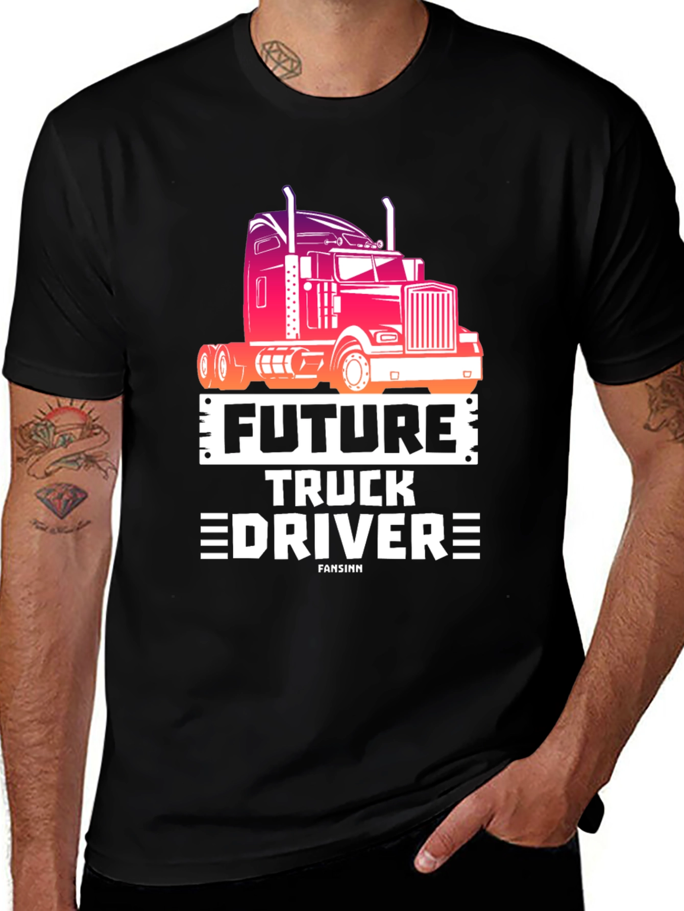 Future Truck Driver Black Graphic Tee
