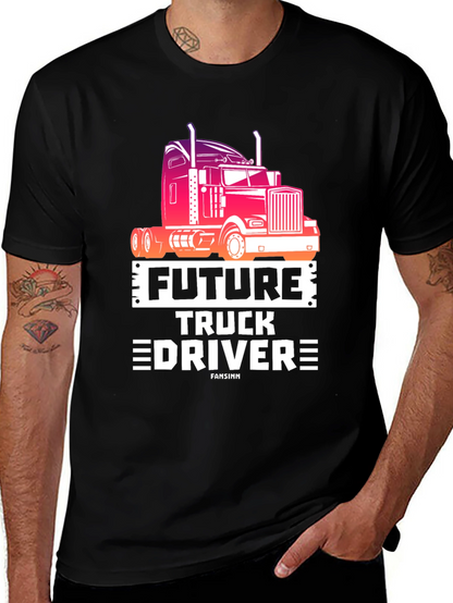 Future Truck Driver Black Graphic Tee