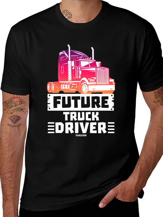 Future Truck Driver Black Graphic Tee