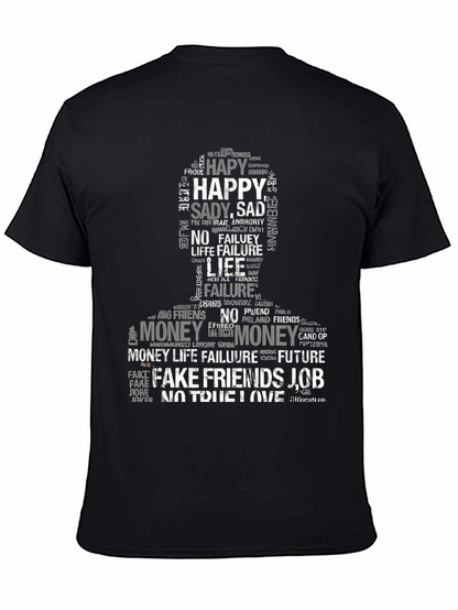 Word Art Graphic Print T-Shirt - Black