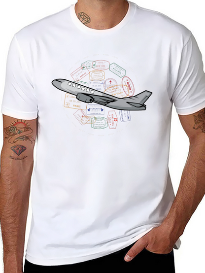 Passport Stamps Airplane Travel T-Shirt